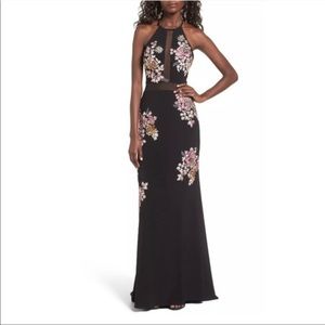 Xscape Floral Embroidered Prom Dress Gown